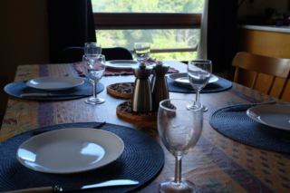 Table set with crockery and cutlery
